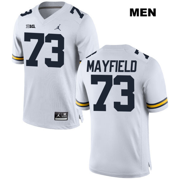 Men's NCAA Michigan Wolverines Jalen Mayfield #73 White Jordan Brand Authentic Stitched Football College Jersey VE25G76EQ